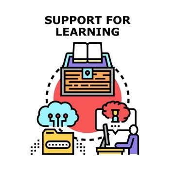 Digital education support knowledge development concept Stock Illustration