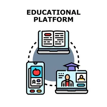 Digital educational platform connecting students to online learning Stock Illustration