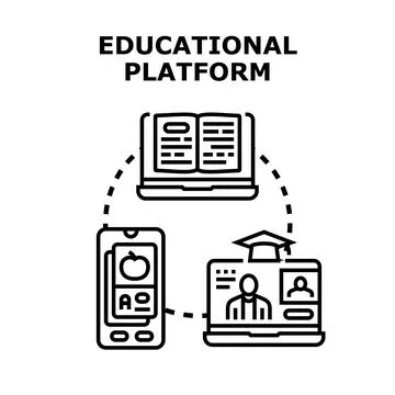 Digital educational platform connecting students to online learning Stock Illustration