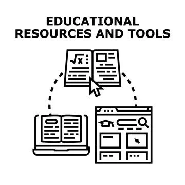 Digital educational resources and tools for online learning Stock Illustration