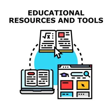Digital educational resources and tools for online learning Stock-Illustration