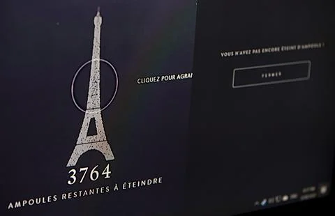 Digital Eiffel Tower Earth Hour due to Coronavirus, Paris, France - 28 Mar 2020 Stock Photos