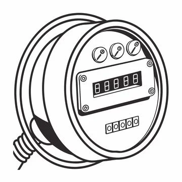 Digital Electric Meter Icon for Smart Home Energy Tracking Stock Illustration