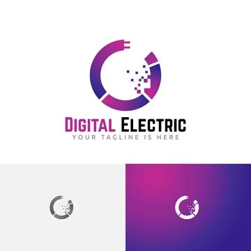 Digital Electric Power Plug Circle Technology Logo Stock Illustration