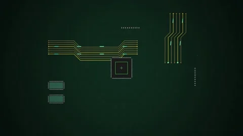 Digital Electronic Circuit Board Animation with Abstract Data Flow Stock Footage 339925481