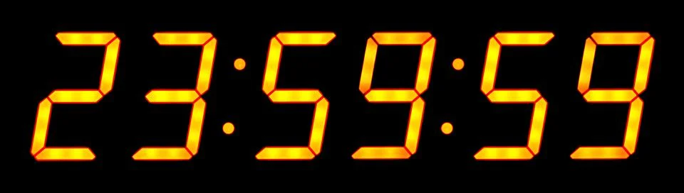 Digital electronic clock shows 23:59:59  before the New Year Stock Illustration