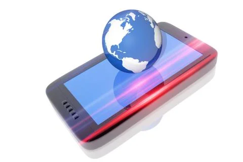 Digital electronic device and earth globe Stock Illustration