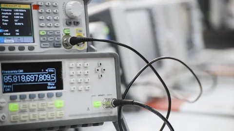 Digital electronic frequency meter. Stock Footage 99918901