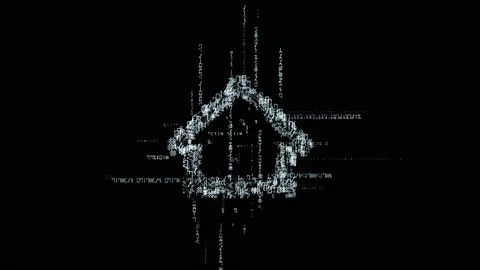 Digital electronic house consisting of graphics of numbers and symbols. Stock Footage 151266206