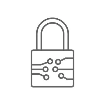 Digital Electronic Padlock Thin Line Symbol Icon Design 스톡 일러스트