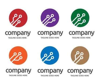 Digital Electronics circle Logo icon Stock Illustration