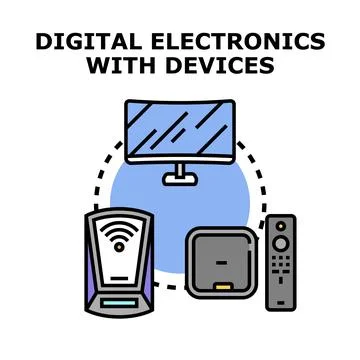 Digital electronics connected devices technology concept illustration Illustrazione stock