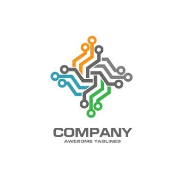 Digital electronics logo design Stock Illustration