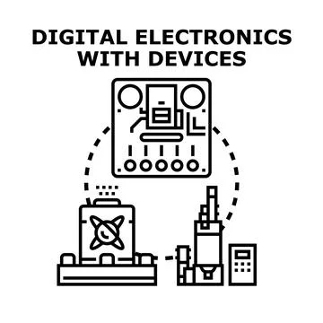 Digital electronics technology with modern industrial devices 库存插图