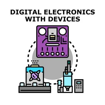 Digital electronics technology with modern industrial devices Stock Illustration