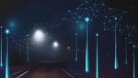 Digital element abstract on the road Stock Photos