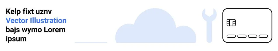 Digital elements including a cloud icon, wrench, and payment card. Ideal for  Illustrazione stock