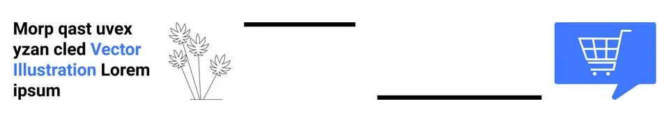 Digital elements with text block, botanical graphic, and shopping cart icon.  Illustrazione stock