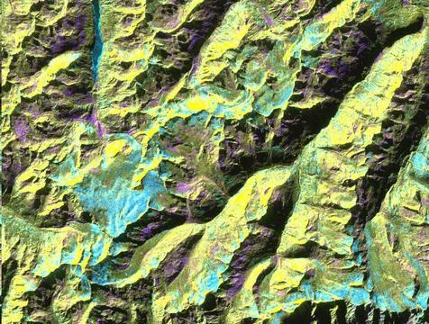 This is a digital elevation model that was geometrically coded directly ont.. Stock Photos