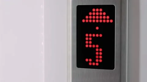 Digital elevator display showing floor number - lift going up: close up Stock Footage 155023316
