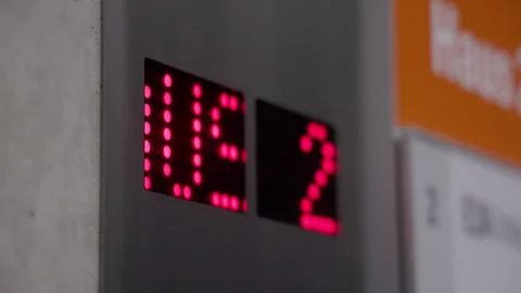 Digital Elevator Display Showing Floor Number - Lift Going Up And Down: Close Up Stock Footage 295928814