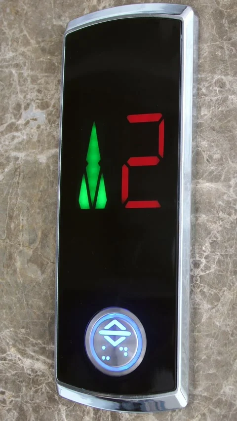 Digital elevator display showing floor number - elevator going Stock Footage 303263598