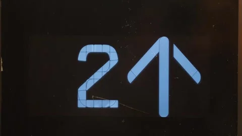 Digital Elevator Display Showing Floor Number and Up Arrow Stock Footage 332589468