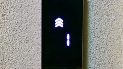 Digital elevator display showing white floor number. Lift going up Stock Footage 264967525