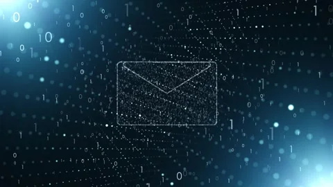Digital email icon with binary numbers data animation Stockbeeldmateriaal 345055801