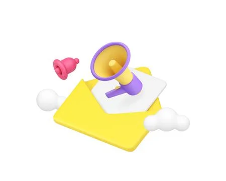 Digital email marketing strategy electronic mail promotion 3d icon realisti.. Illustrazione stock