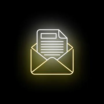 Digital email message notification neon glowing icon Stock Illustration