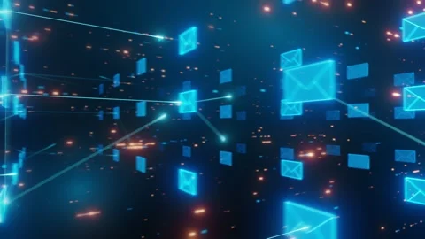 Digital Email Network in Virtual Space Stock Footage 277447362