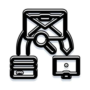 Digital email search and data retrieval concept design Illustrazione stock