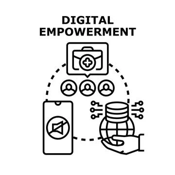 Digital empowerment connecting global users with professional services Ilustración de archivo