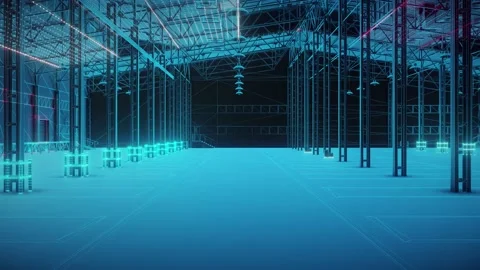 Digital Empty Warehouse v2 4k Video stock 146384510