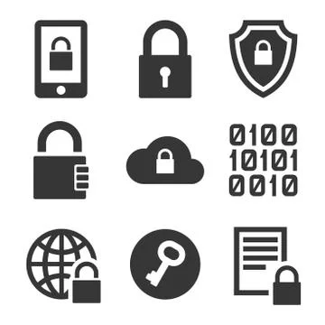 Digital Encrypt Technology Security Icons Set. Vector Stockillustratie