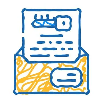 Digital encryption key icon doodle illustration Stock Illustration