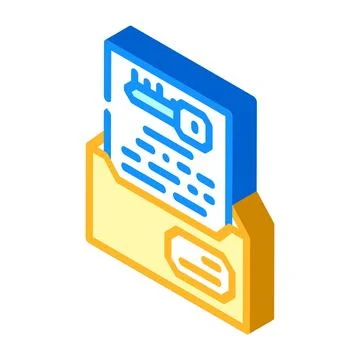 Digital encryption key isometric icon vector illustration Stock Illustration