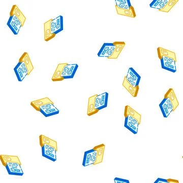 Digital encryption key isometric icon seamless pattern Stock Illustration