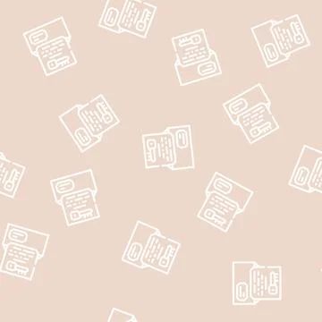 Digital encryption key line vector seamless pattern Stockillustratie