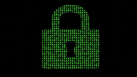 Digital Encryption Lock Made of Code Characters 스톡 일러스트