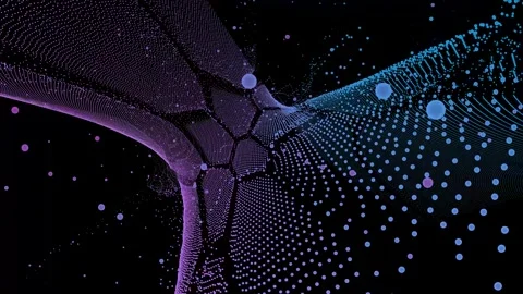 Digital endless abstract small dots or spheres flying, flashing and changing Video stock 302108042