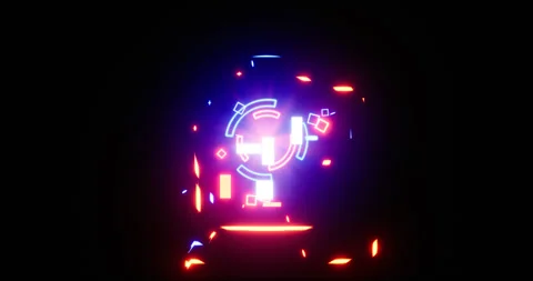 Digital energy hit effect on black background Stock Footage 317886041