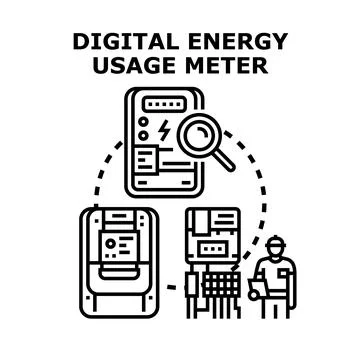Digital energy meter technology for smart electricity usage monitoring Ilustração Stock