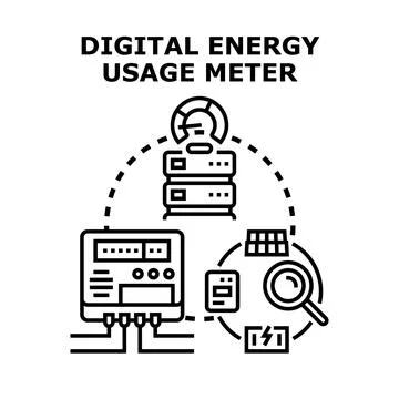 Digital energy usage meter concept optimizing power consumption Stock Illustration