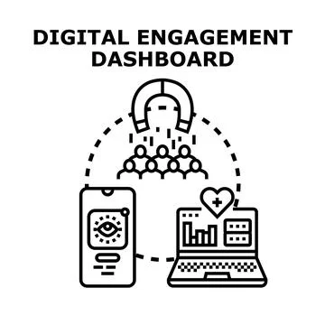 Digital engagement dashboard attracting target customer audience Stock Illustration