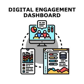 Digital engagement dashboard managing data across devices イラスト素材