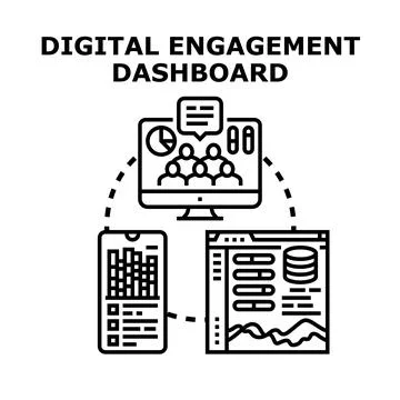 Digital engagement dashboard managing data across devices Illustrazione stock