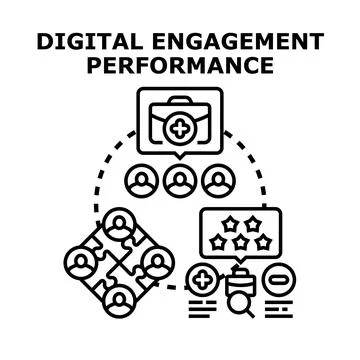 Digital engagement performance measuring and improving strategy Stock Illustration