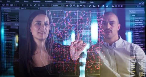 Digital Engineer Analyzing Big Data For Industrial Automation And AI Technolo 写真素材